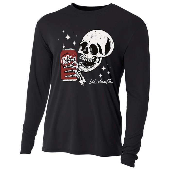 Till Death Pepper Skeleton Halloween Skeleton Drink Pepper Cooling Performance Long Sleeve Crew