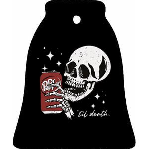 Till Death Pepper Skeleton Halloween Skeleton Drink Pepper Ceramic Bell Ornament