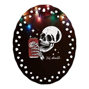 Till Death Pepper Skeleton Halloween Skeleton Drink Pepper Ceramic Oval Ornament