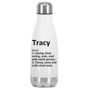 TRACY Definition Personalized Name Funny Birthday Gift Idea Stainless Steel Insulated Water Bottle