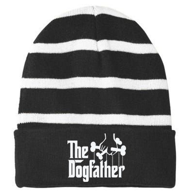 The Dogfather Perfect Gift for Dog Lovers Striped Beanie with Solid Band