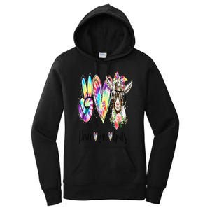 Tie Dye Peace Love Goats Farm Girl Goat Lover Funny Gift Women's Pullover Hoodie