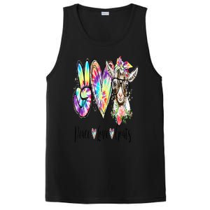 Tie Dye Peace Love Goats Farm Girl Goat Lover Funny Gift PosiCharge Competitor Tank