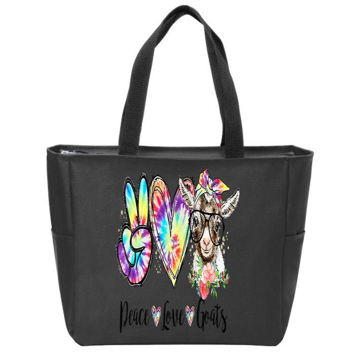 Tie Dye Peace Love Goats Farm Girl Goat Lover Funny Gift Zip Tote Bag