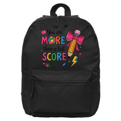 Test Day Pencil Coquette Bow You Are More Than A Test Score 16 in Basic Backpack