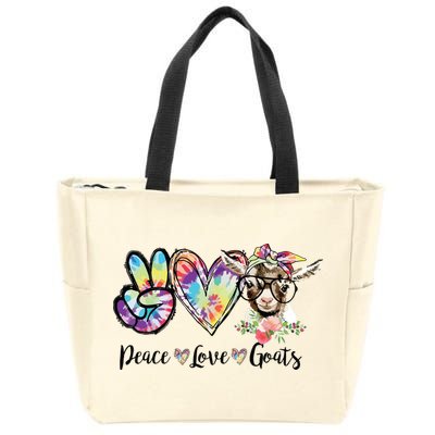 Tie Dye Peace Love Goats Farm Girl Goat Lover Funny Gift Zip Tote Bag