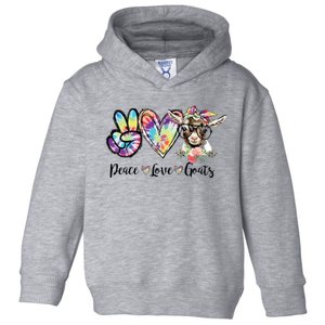 Tie Dye Peace Love Goats Farm Girl Goat Lover Funny Gift Toddler Hoodie