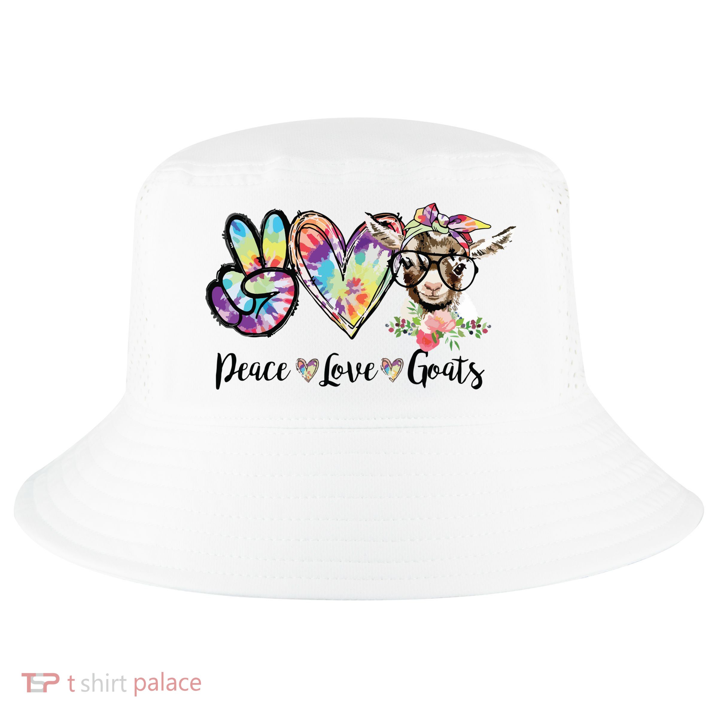 Tie Dye Peace Love Goats Farm Girl Goat Lover Funny Gift Cool Comfort Performance Bucket Hat