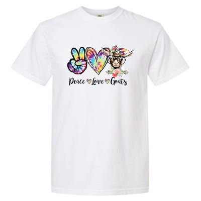 Tie Dye Peace Love Goats Farm Girl Goat Lover Funny Gift Garment-Dyed Heavyweight T-Shirt