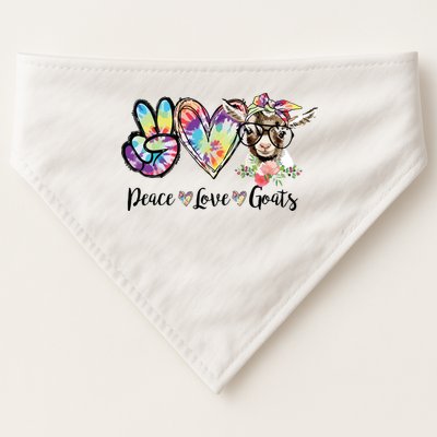 Tie Dye Peace Love Goats Farm Girl Goat Lover Funny Gift USA-Made Doggie Bandana