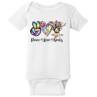 Tie Dye Peace Love Goats Farm Girl Goat Lover Funny Gift Baby Bodysuit