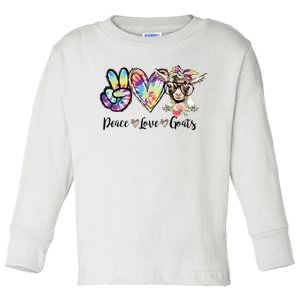 Tie Dye Peace Love Goats Farm Girl Goat Lover Funny Gift Toddler Long Sleeve Shirt