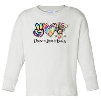 Tie Dye Peace Love Goats Farm Girl Goat Lover Funny Gift Toddler Long Sleeve Shirt