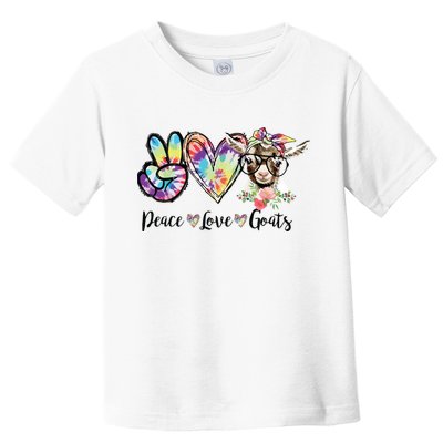 Tie Dye Peace Love Goats Farm Girl Goat Lover Funny Gift Toddler T-Shirt