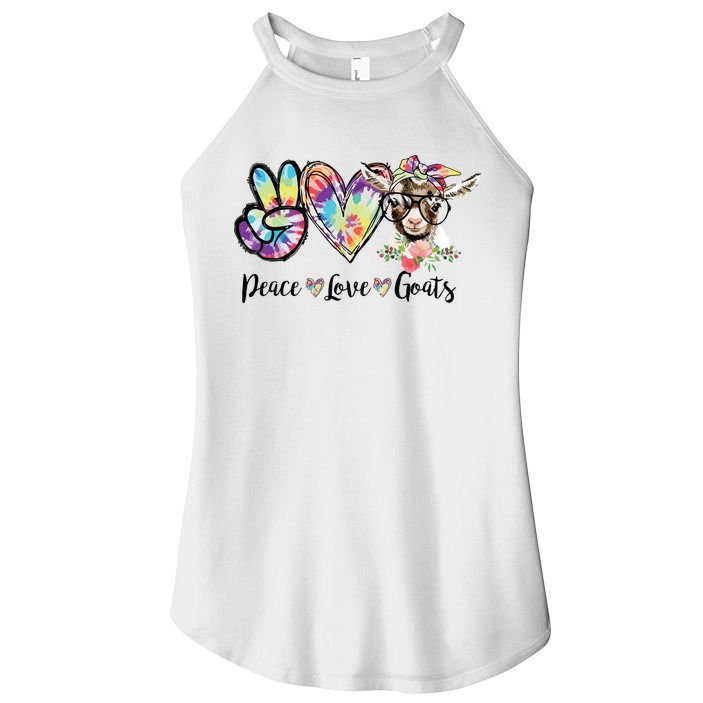 Tie Dye Peace Love Goats Farm Girl Goat Lover Funny Gift Women's Perfect Tri Rocker Tank
