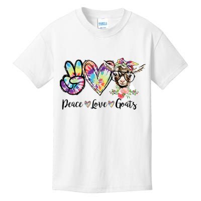 Tie Dye Peace Love Goats Farm Girl Goat Lover Funny Gift Kids T-Shirt