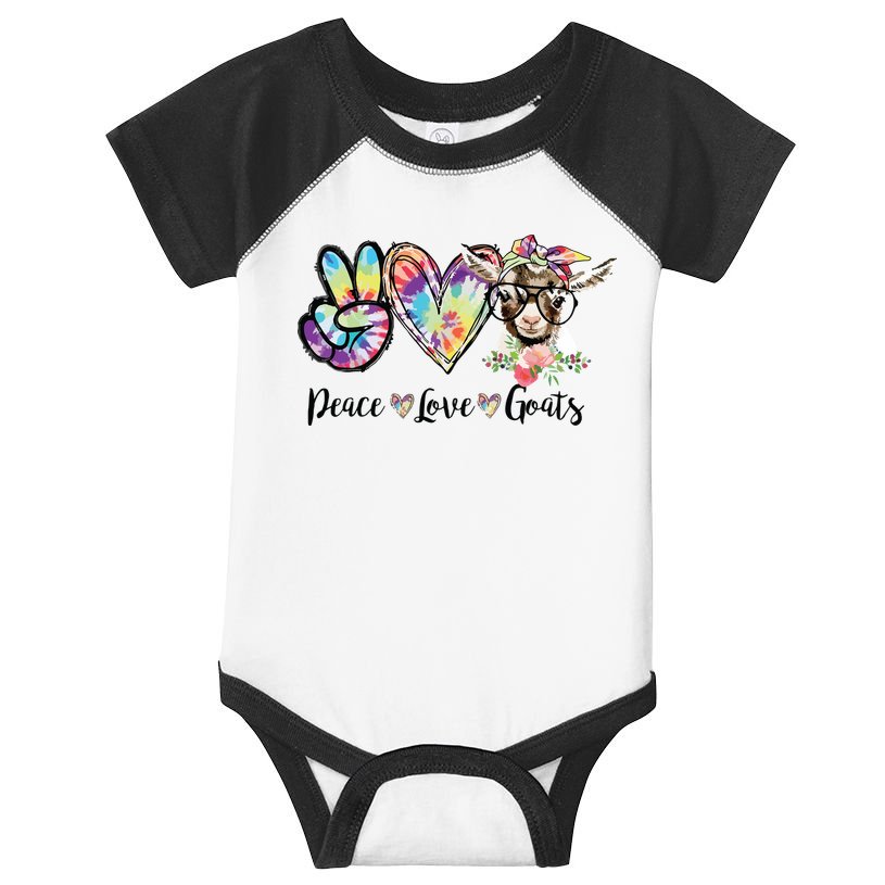 Tie Dye Peace Love Goats Farm Girl Goat Lover Funny Gift Infant Baby Jersey Bodysuit