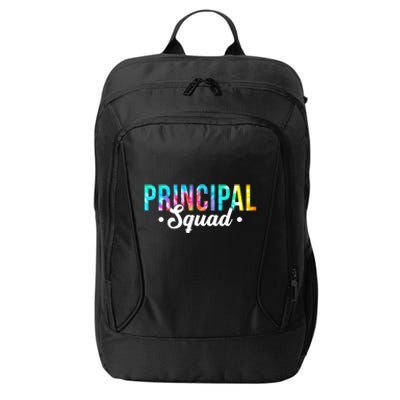 Tie Dye Principal Squad Admin Team Happy First Day Of School Funny Gift City Backpack