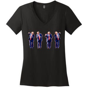 Trump Dance Pro Trump 2024 Trump President Maga 45 47 Women's V-Neck T-Shirt