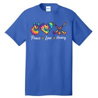 Tie Dye Peace Love Hockey Sports Team Game Player Gift Tall T-Shirt