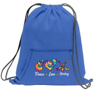 Tie Dye Peace Love Hockey Sports Team Game Player Gift Sweatshirt Cinch Pack Bag