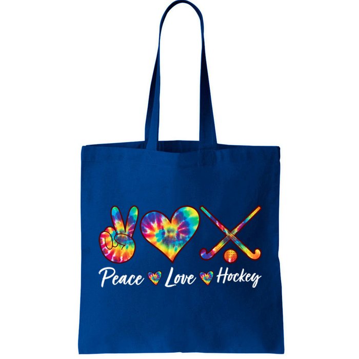 Tie Dye Peace Love Hockey Sports Team Game Player Gift Tote Bag