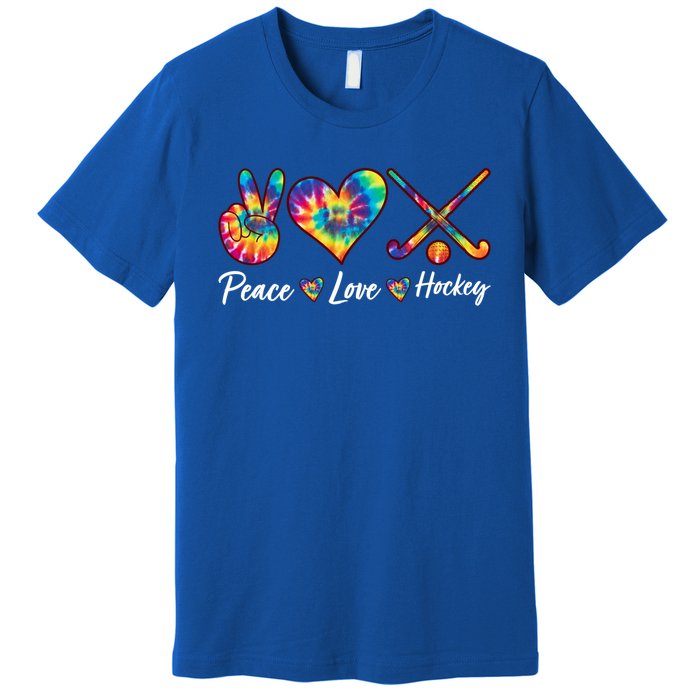 Tie Dye Peace Love Hockey Sports Team Game Player Gift Premium T-Shirt