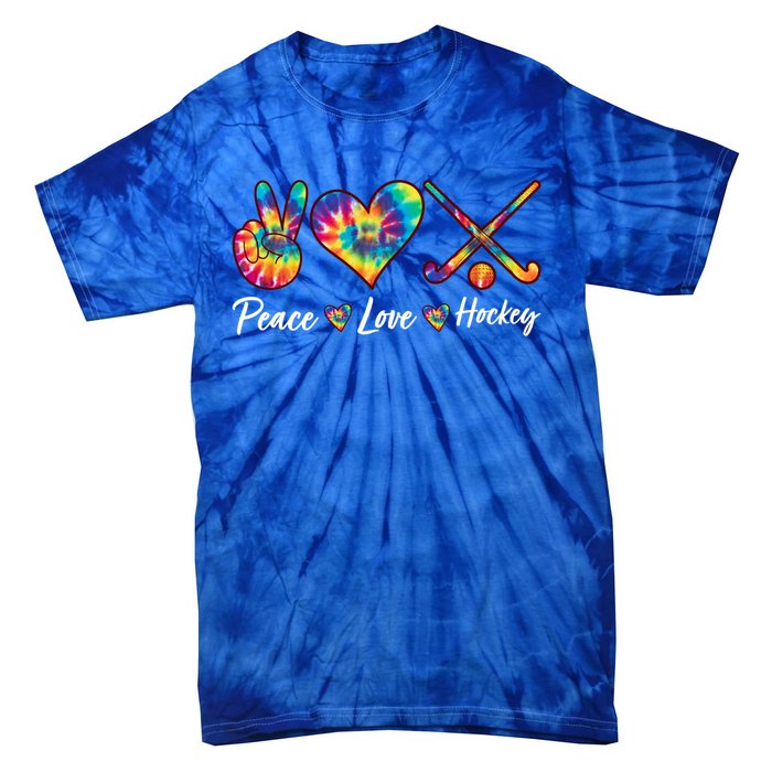 Tie Dye Peace Love Hockey Sports Team Game Player Gift Tie-Dye T-Shirt