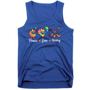 Tie Dye Peace Love Hockey Sports Team Game Player Gift Tank Top