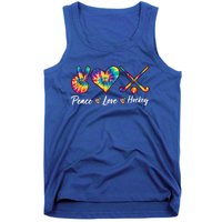 Tie Dye Peace Love Hockey Sports Team Game Player Gift Tank Top