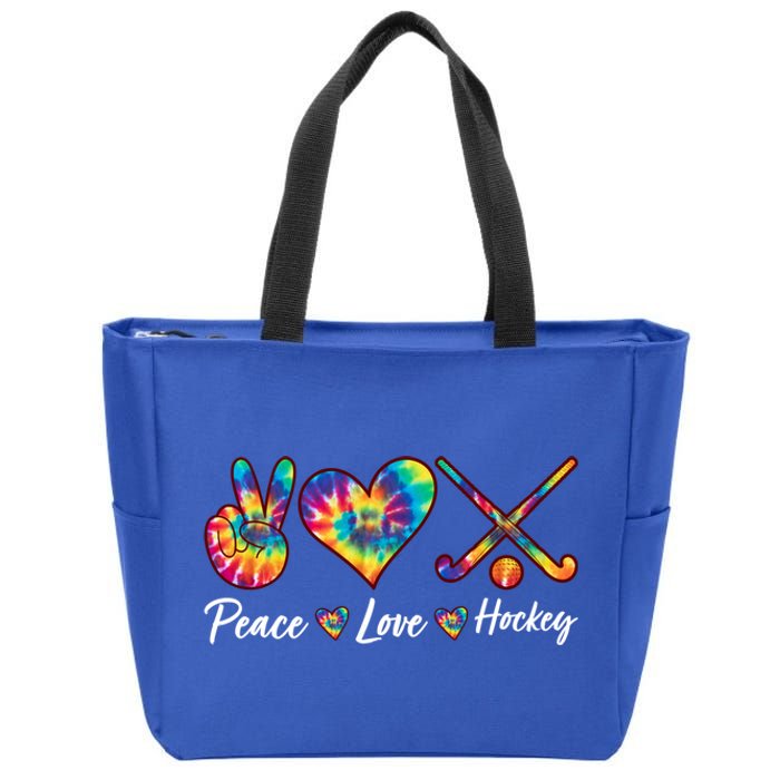 Tie Dye Peace Love Hockey Sports Team Game Player Gift Zip Tote Bag