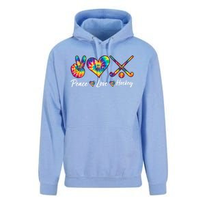 Tie Dye Peace Love Hockey Sports Team Game Player Gift Unisex Surf Hoodie