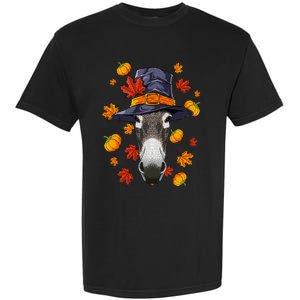 Thanksgiving Donkey Pilgrim Costume Fall Autumn Garment-Dyed Heavyweight T-Shirt