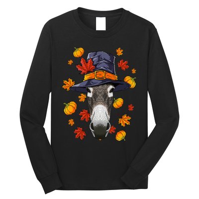 Thanksgiving Donkey Pilgrim Costume Fall Autumn Long Sleeve Shirt