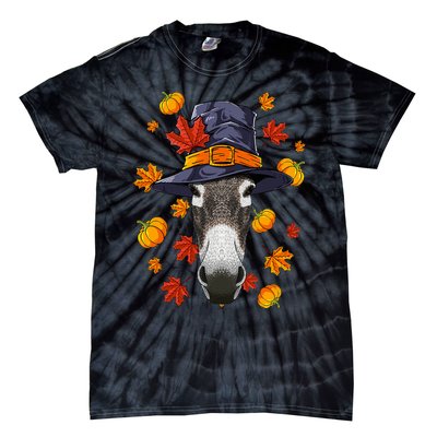 Thanksgiving Donkey Pilgrim Costume Fall Autumn Tie-Dye T-Shirt