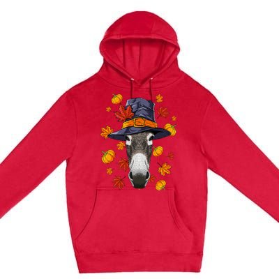 Thanksgiving Donkey Pilgrim Costume Fall Autumn Premium Pullover Hoodie