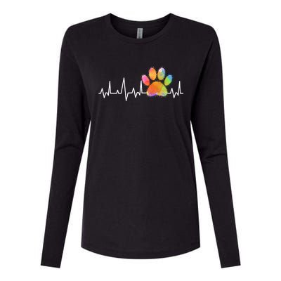 Tie Dye Paw Print Heartbeat Cute Veterinarian Vet Tech Gift Womens Cotton Relaxed Long Sleeve T-Shirt