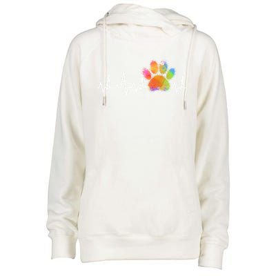 Tie Dye Paw Print Heartbeat Cute Veterinarian Vet Tech Gift Womens Funnel Neck Pullover Hood