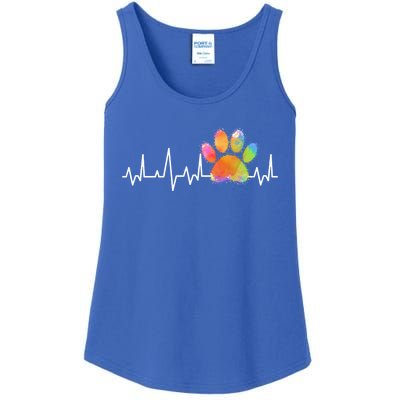 Tie Dye Paw Print Heartbeat Cute Veterinarian Vet Tech Gift Ladies Essential Tank