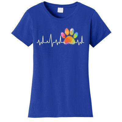 Tie Dye Paw Print Heartbeat Cute Veterinarian Vet Tech Gift Women's T-Shirt