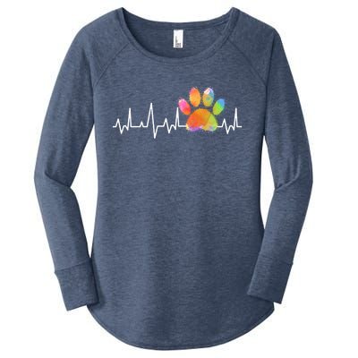 Tie Dye Paw Print Heartbeat Cute Veterinarian Vet Tech Gift Women's Perfect Tri Tunic Long Sleeve Shirt