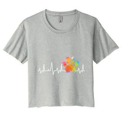 Tie Dye Paw Print Heartbeat Cute Veterinarian Vet Tech Gift Women's Crop Top Tee