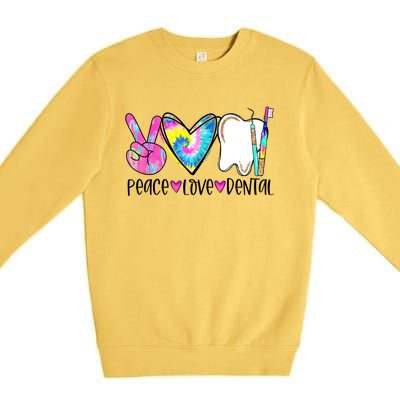 Tie Dye Peace Love Dental Dentist Labor Day Christmas Meaningful Gift Premium Crewneck Sweatshirt