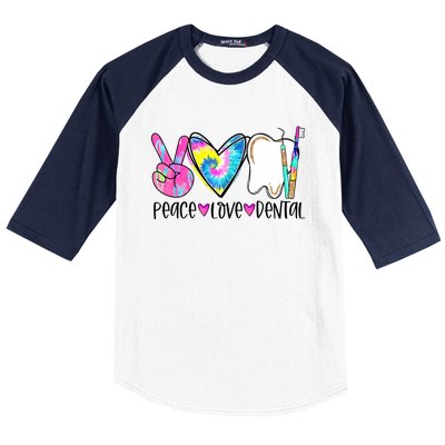 Tie Dye Peace Love Dental Dentist Labor Day Christmas Meaningful Gift Baseball Sleeve Shirt