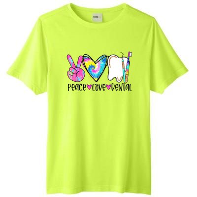 Tie Dye Peace Love Dental Dentist Labor Day Christmas Meaningful Gift Tall Fusion ChromaSoft Performance T-Shirt