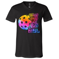 Tie Dye Pickleball Player Paddleball Lover Dink Funny V-Neck T-Shirt