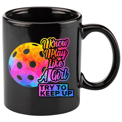 Tie Dye Pickleball Player Paddleball Lover Dink Funny 11oz C Handle Ceramic Mug