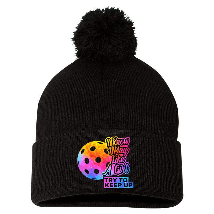 Tie Dye Pickleball Player Paddleball Lover Dink Funny Pom Pom 12in Knit Beanie