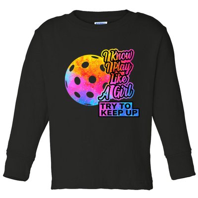 Tie Dye Pickleball Player Paddleball Lover Dink Funny Toddler Long Sleeve Shirt