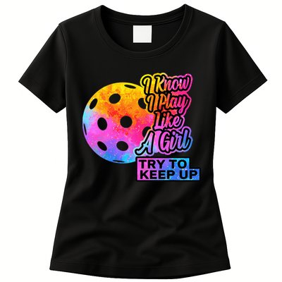 Tie Dye Pickleball Player Paddleball Lover Dink Funny Womens T-Shirt